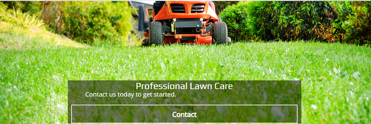 An orange lawnmower on a green lawn with a button labeled