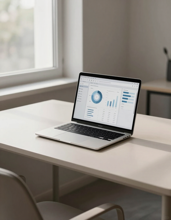 Modern office workspace with laptop
