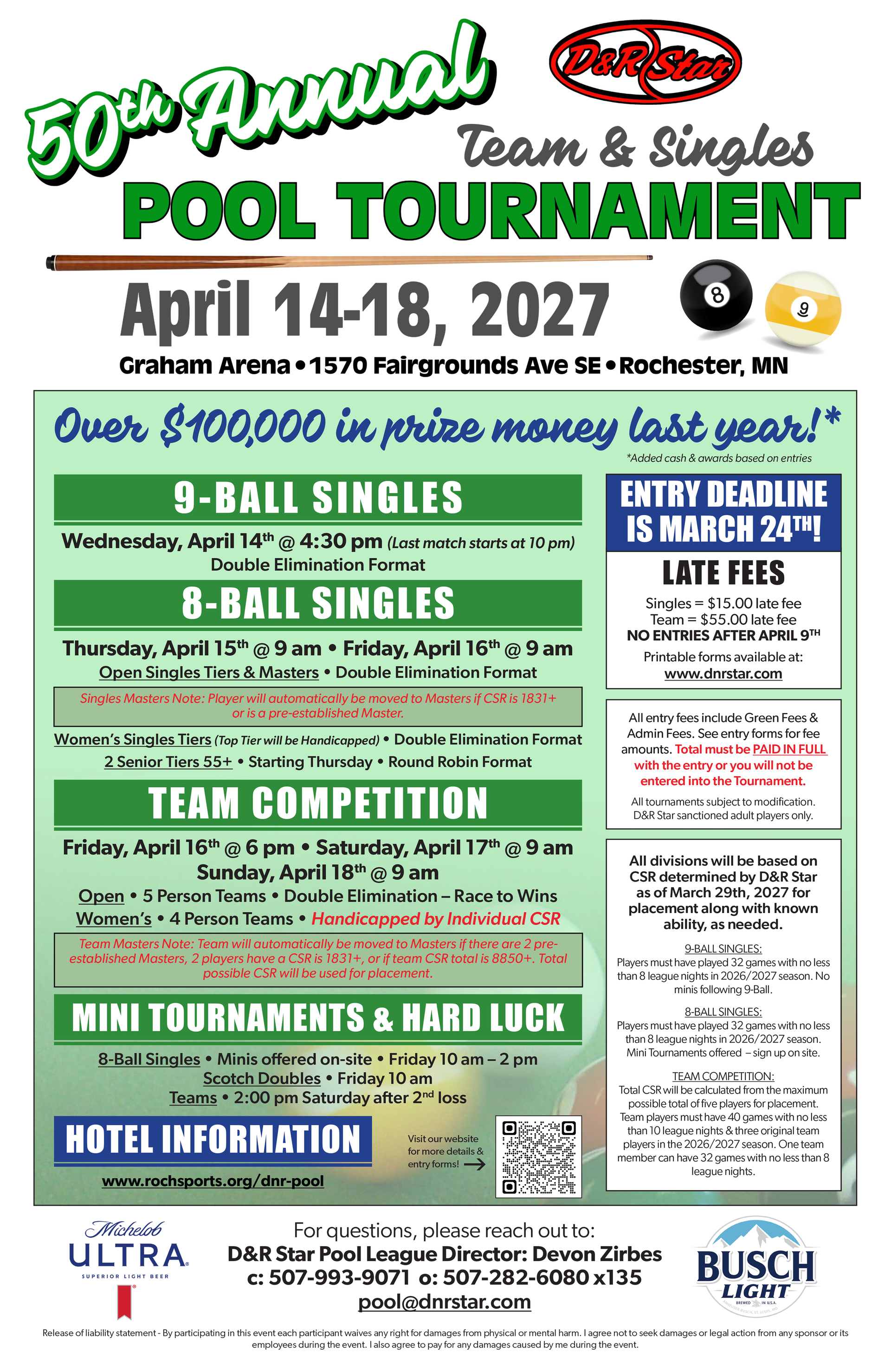 2026-2027 Pool League Meetings for D&R Star