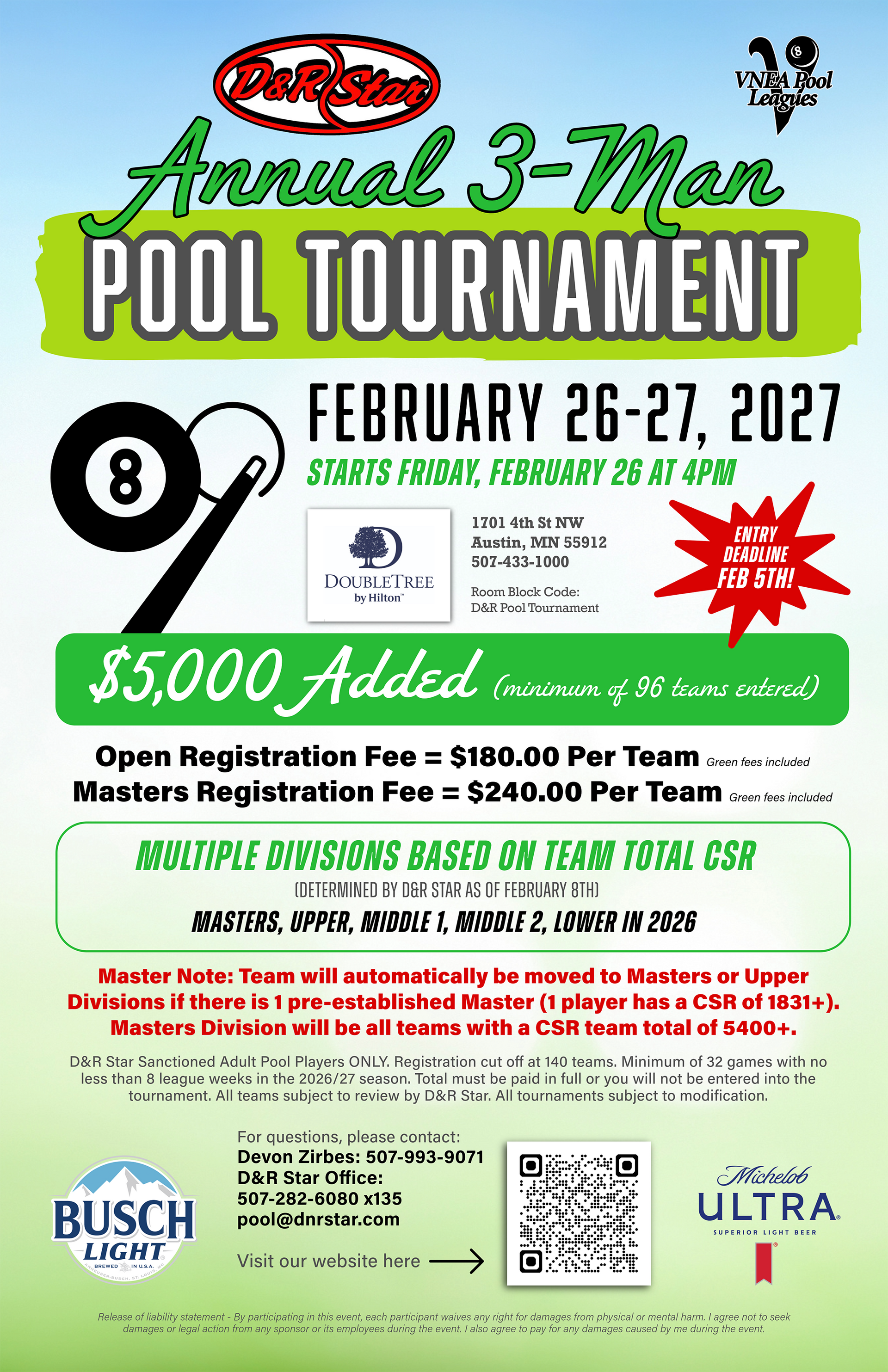 2026-2027 Pool League Meetings for D&R Star