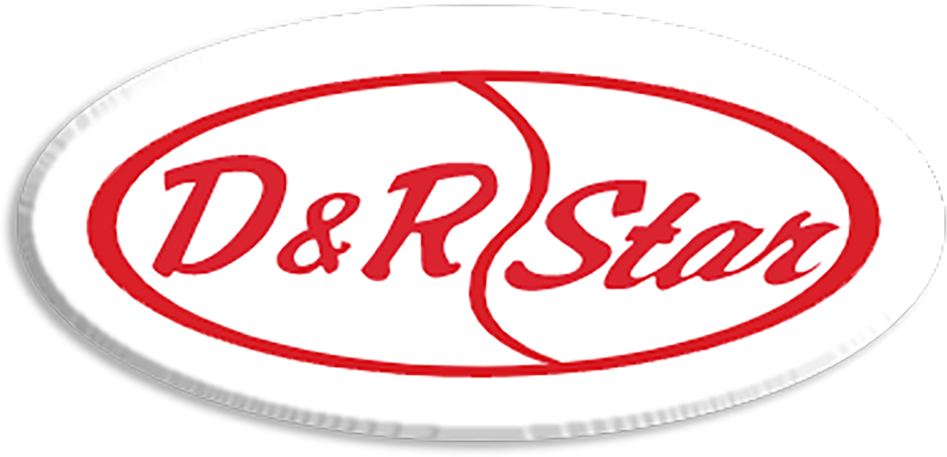 Logo with text "D&R Star" inside a red oval, white background.