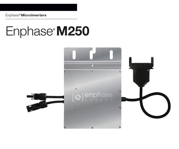 A picture of an enphase m250 solar panel inverter