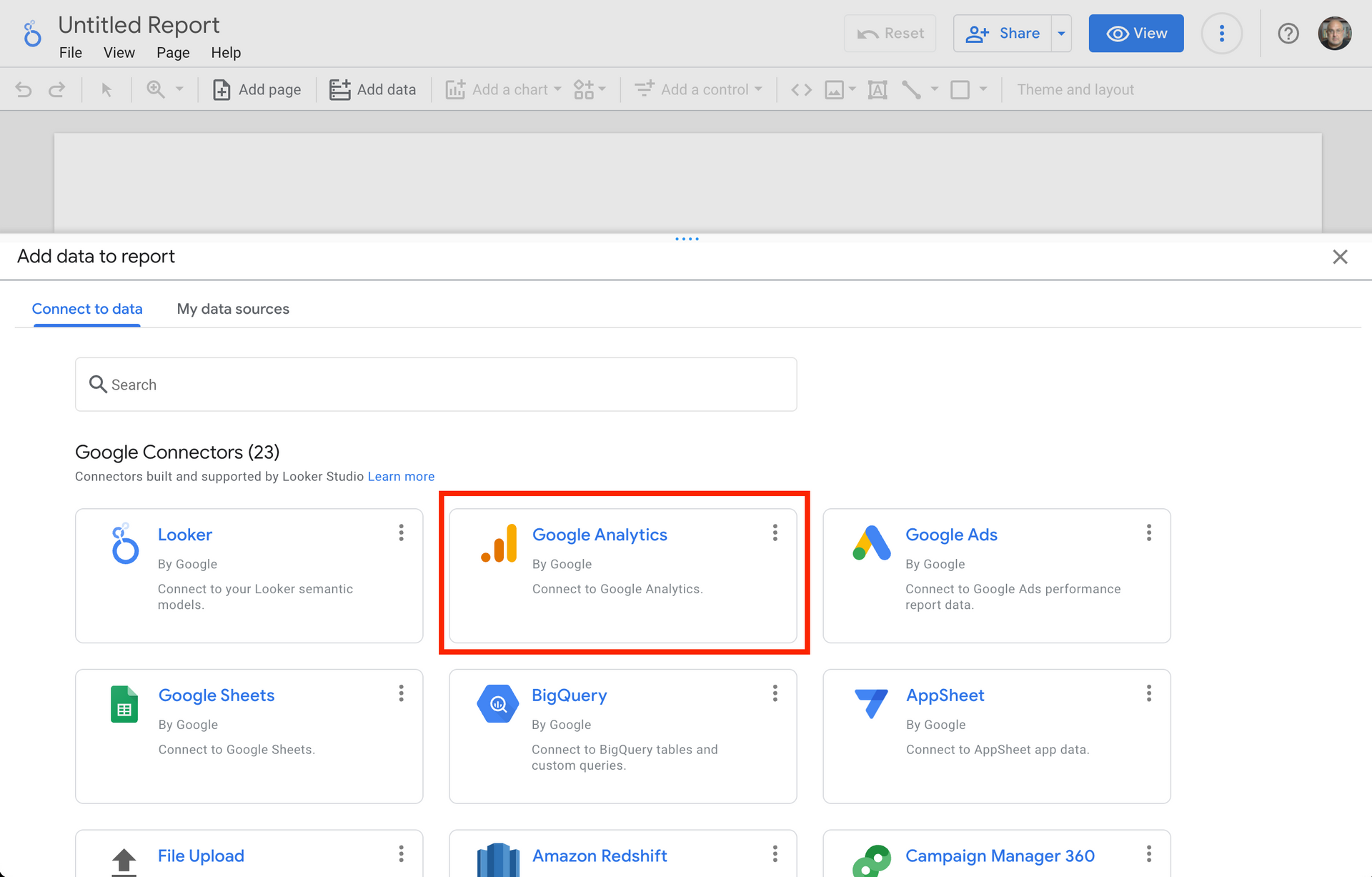 Select Google Analytics to Link