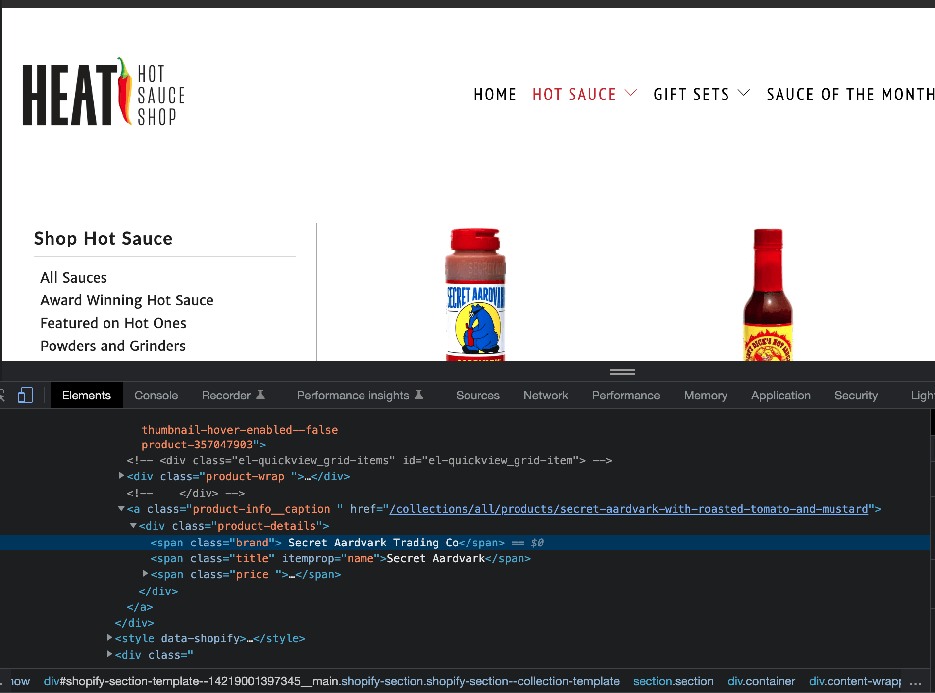 Inspect tool in Google Chrome