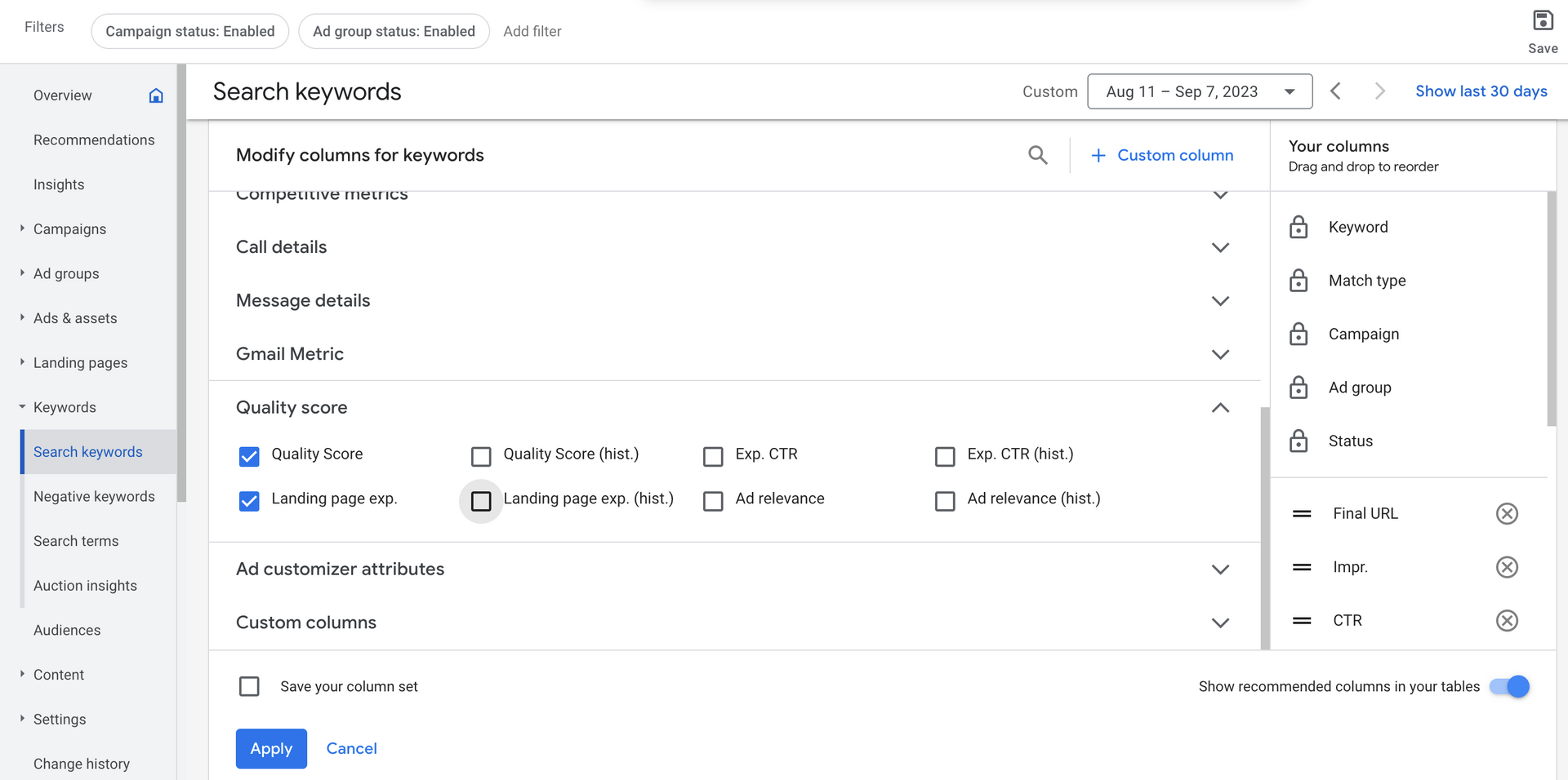 Landing page experience in Google Ads
