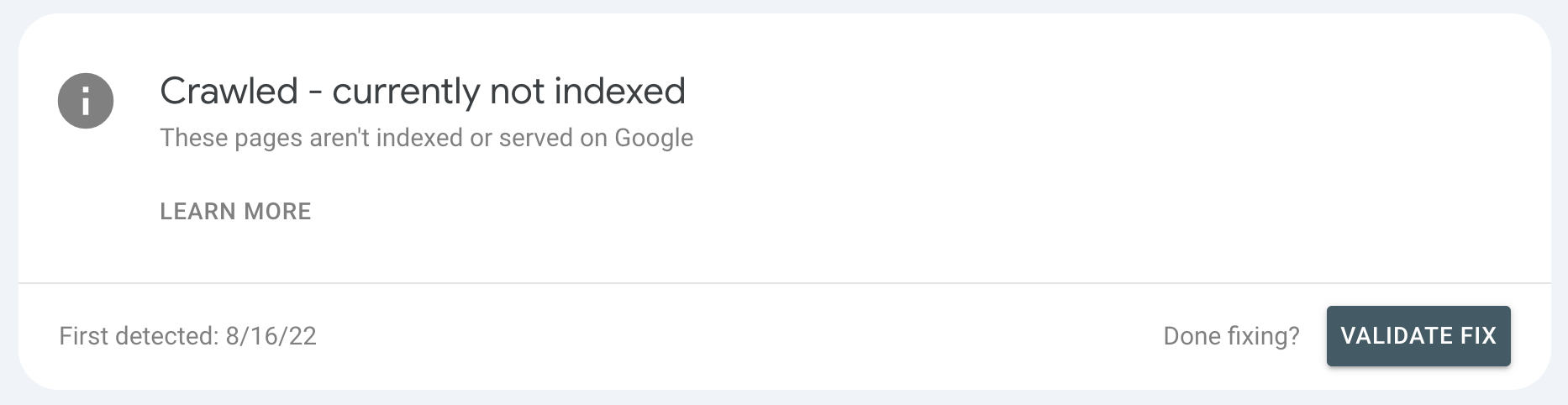 Crawled but not indexed