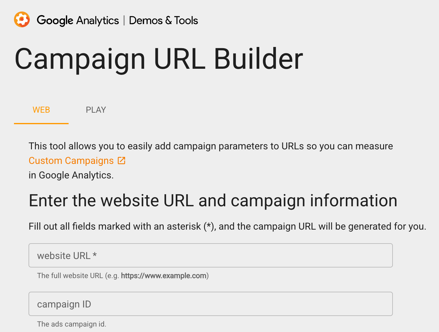 Google UTM campaign builder