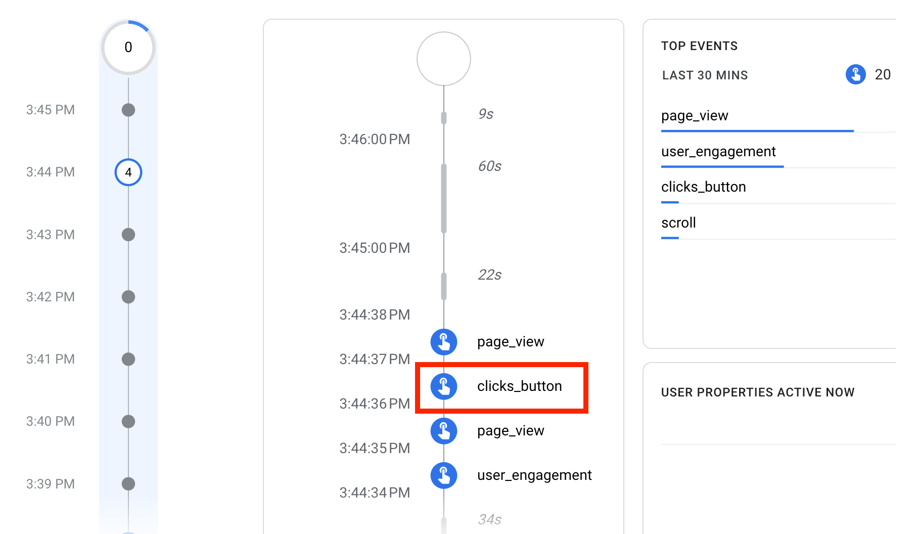 Event timeline in Debug