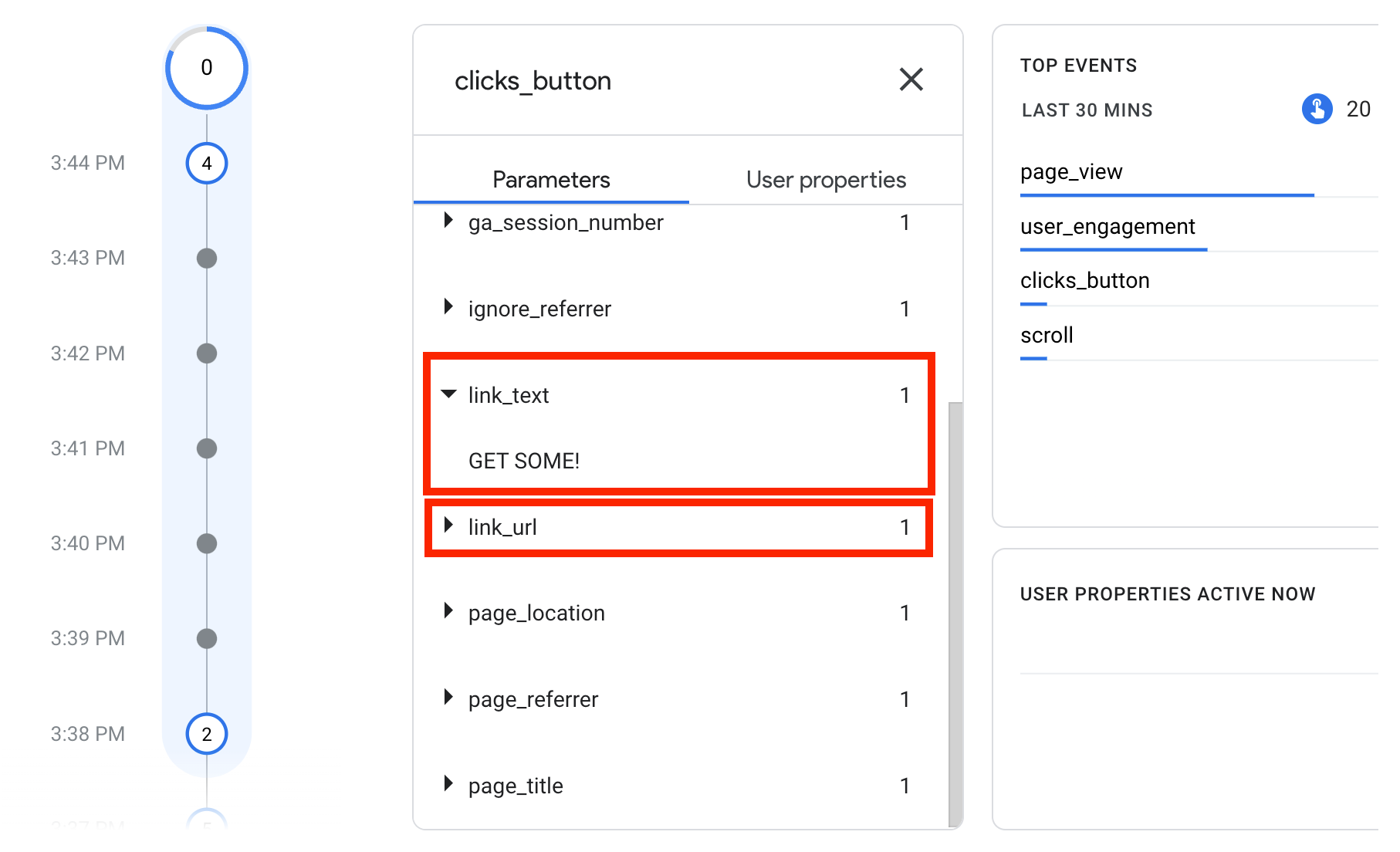 Check event parameters