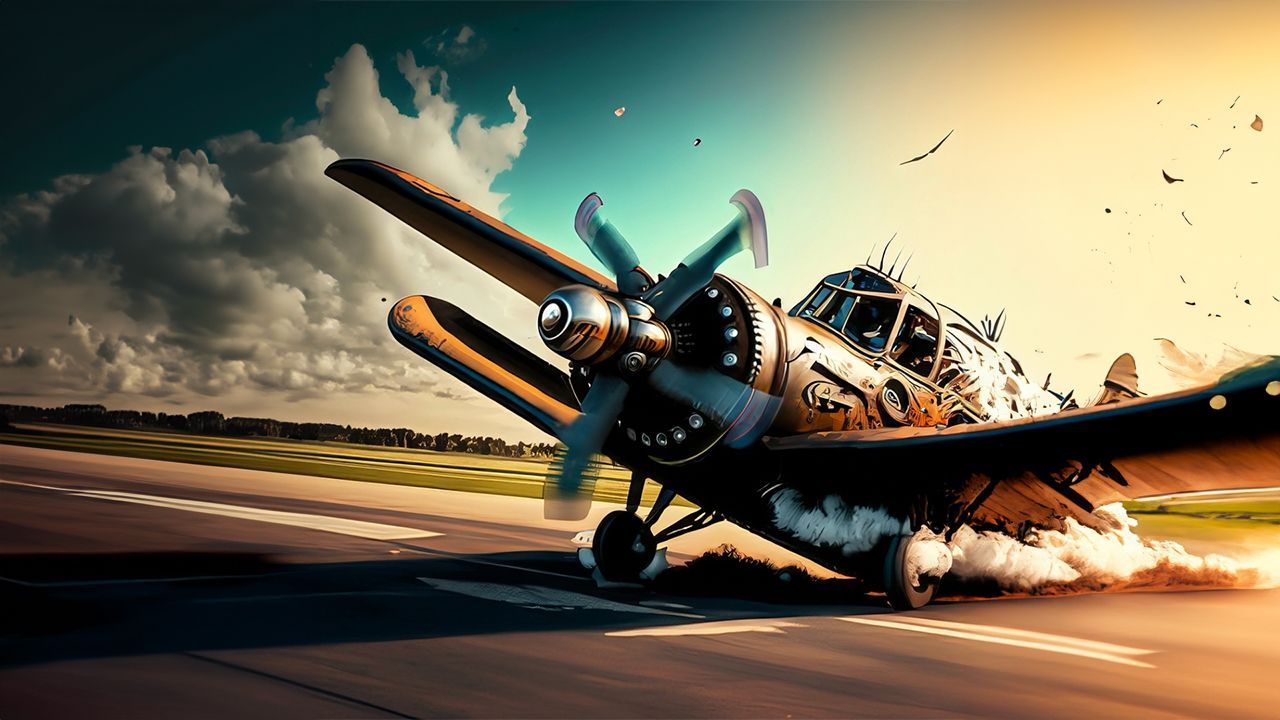 Plane crashing upon landing