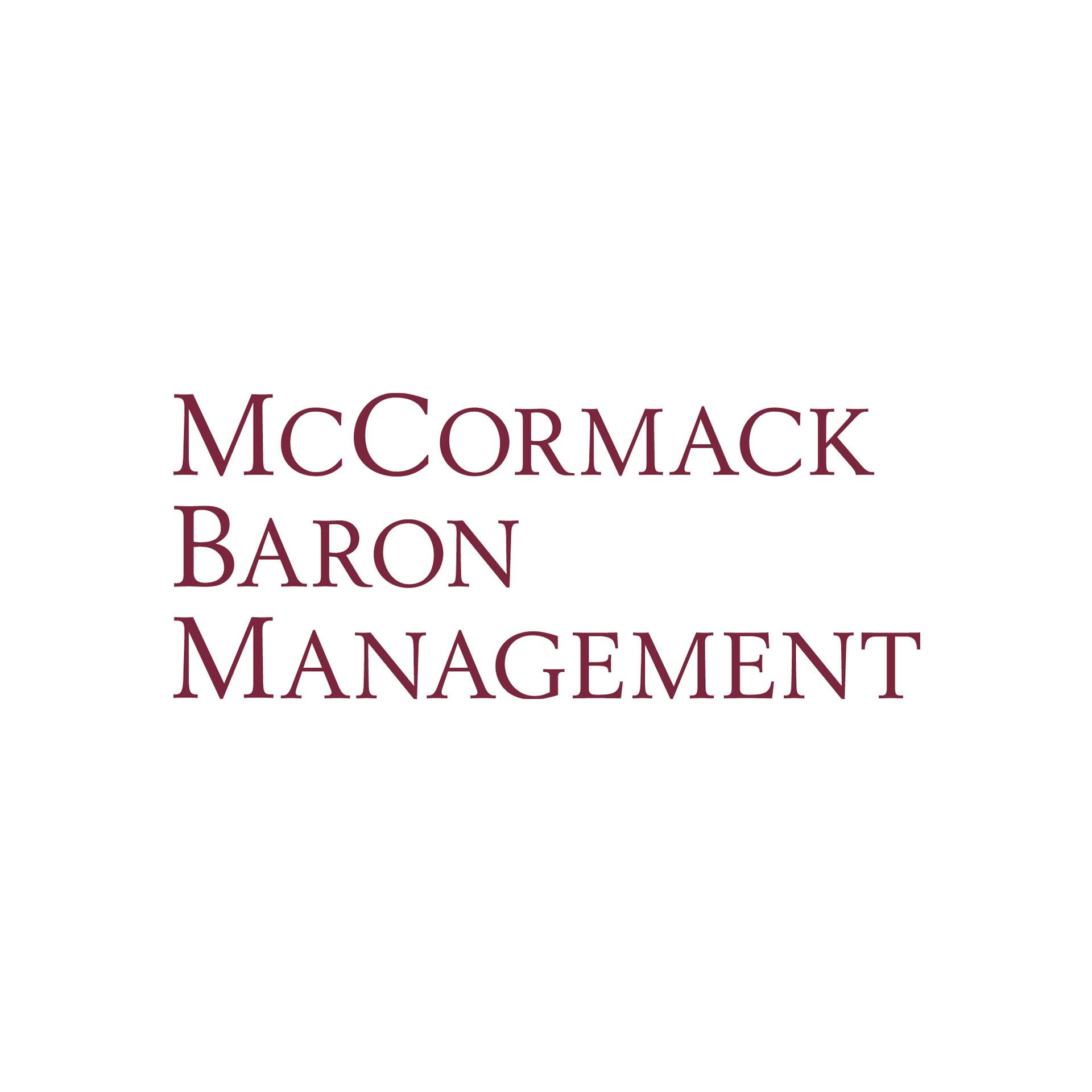 The logo for mccormack baron management is on a white background.