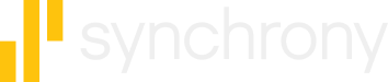 Synchrony logo with vertical yellow bars and white text. | Lains Auto Services