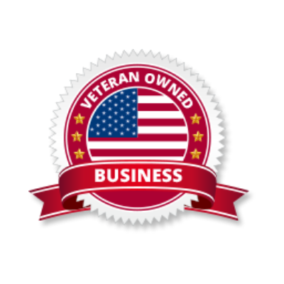 A red, white, and blue seal with an American flag, six stars, and the text