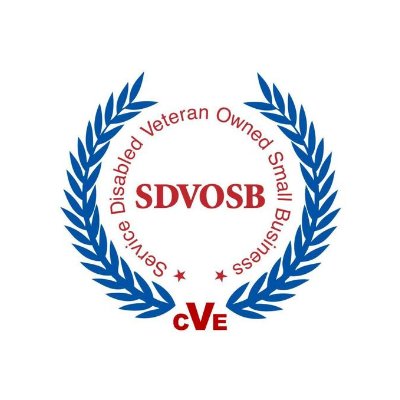 Logo with a blue laurel wreath circling the text