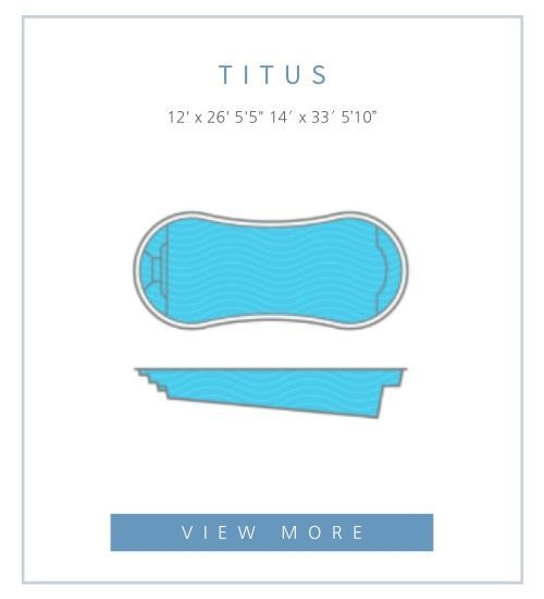 The Titus pool model, showing overhead and cross-section diagrams with dimensions