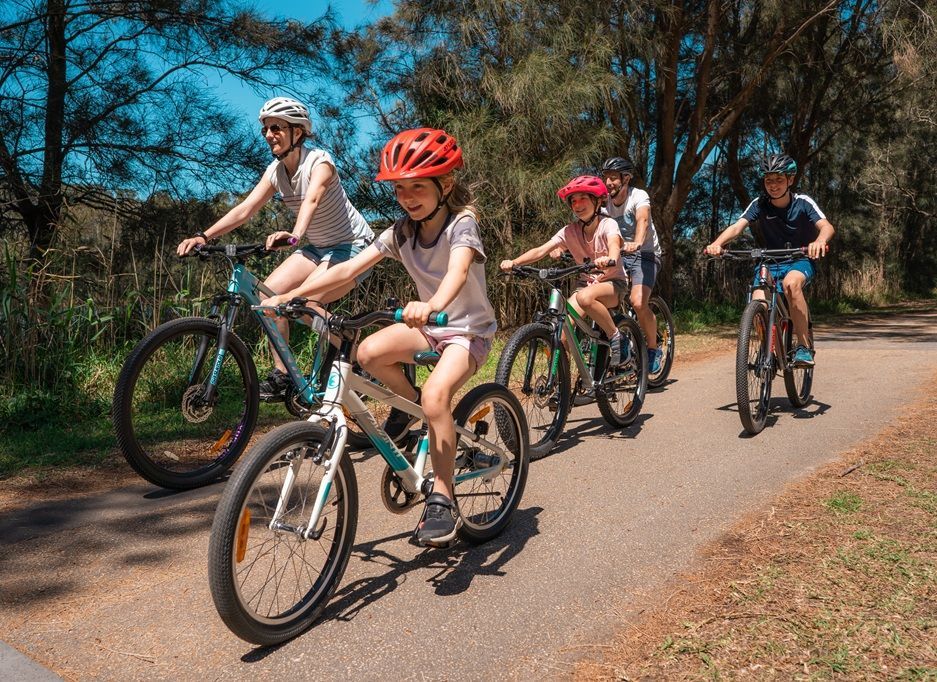 Group of Cyclists Riding on A Sunny Road Through a Wooded Area — City Centre Cycles in Berserker, QLD