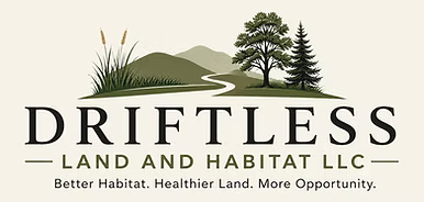 Driftless Land and Habitat LLC logo for land management services in Southwest Wisconsin links to home page.