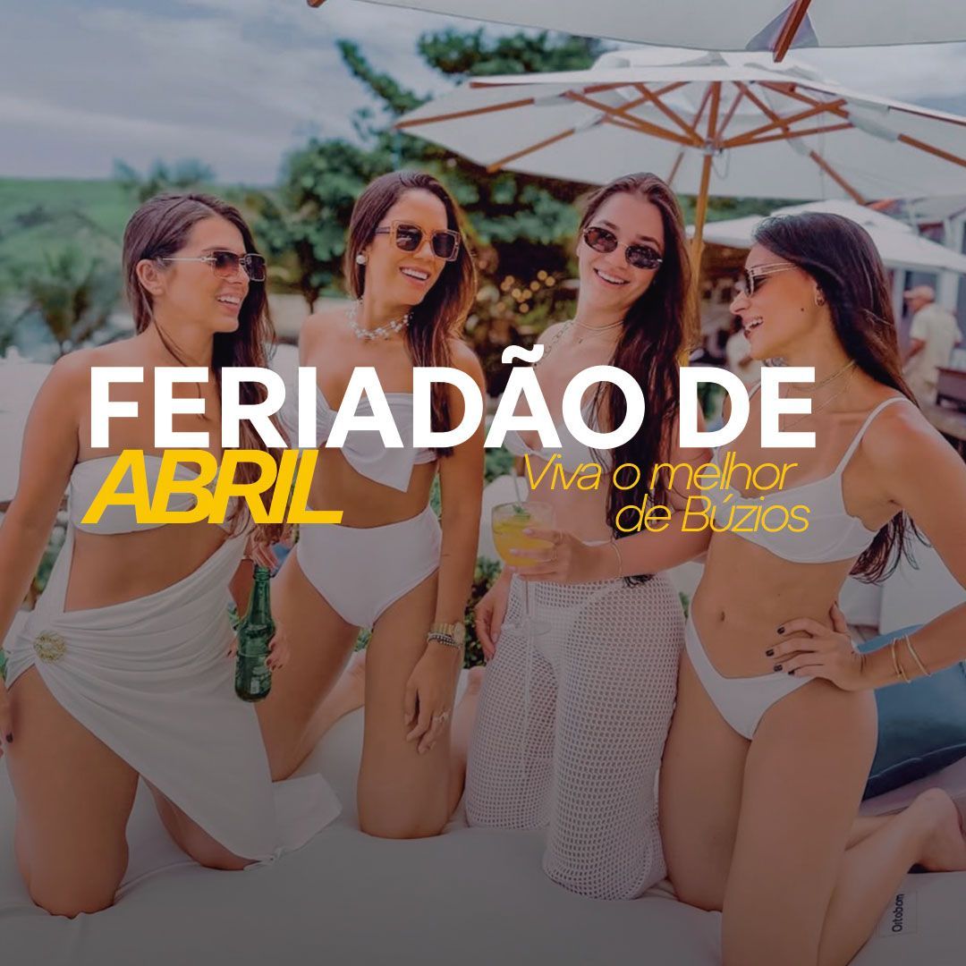 Mulher relaxando em uma cama com dois cachorros; propaganda da Semana Santa em Búzios.