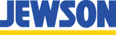 Blue JEWSON logo with yellow under bar on a grey background