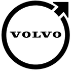 Black Volvo logo on a grey background