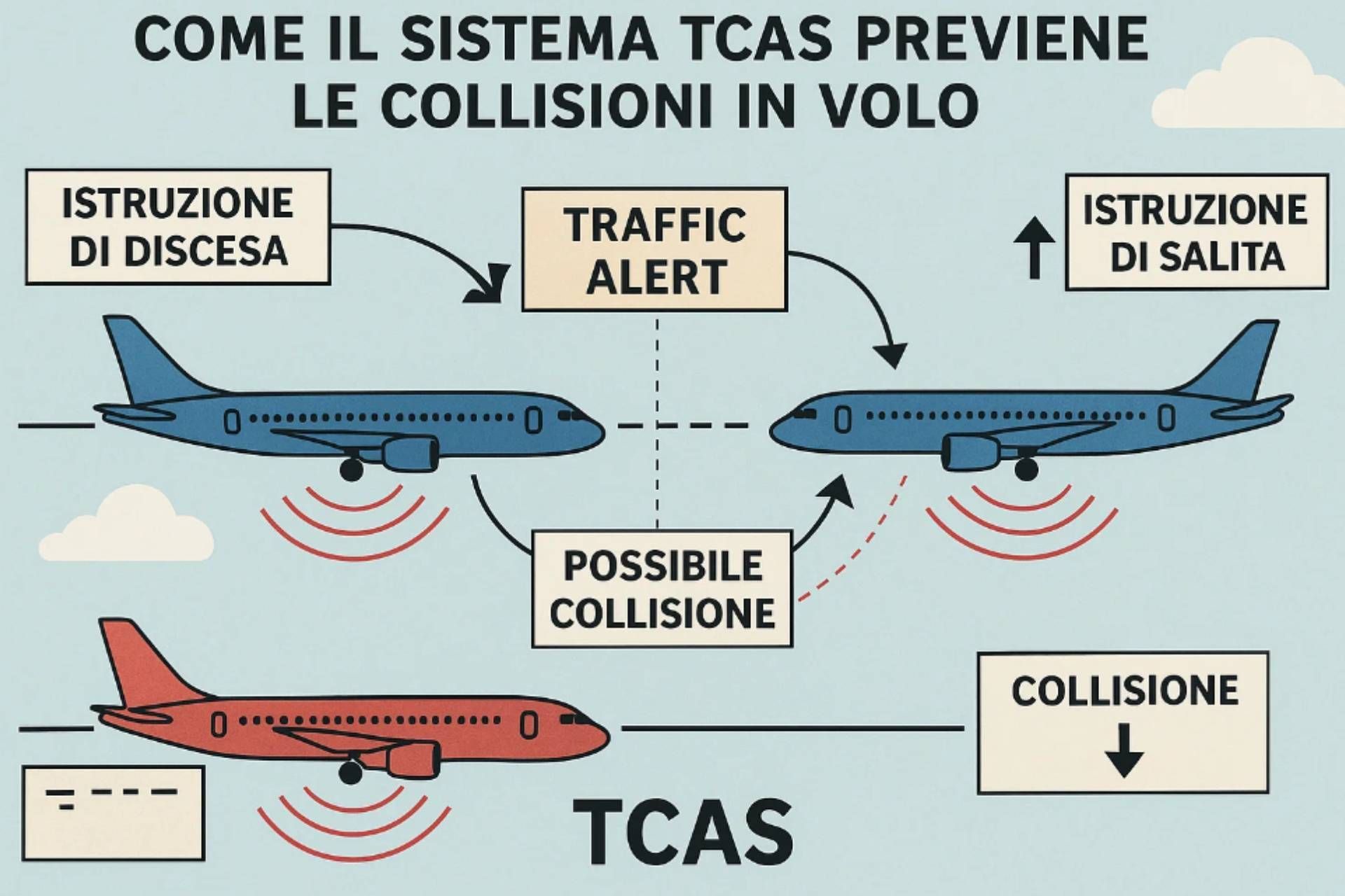 Come il sistema TCAS previene le collisioni in volo Come il sistema TCAS previene le collisioni in volo