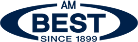 The logo for am best since 1899 is blue and white.