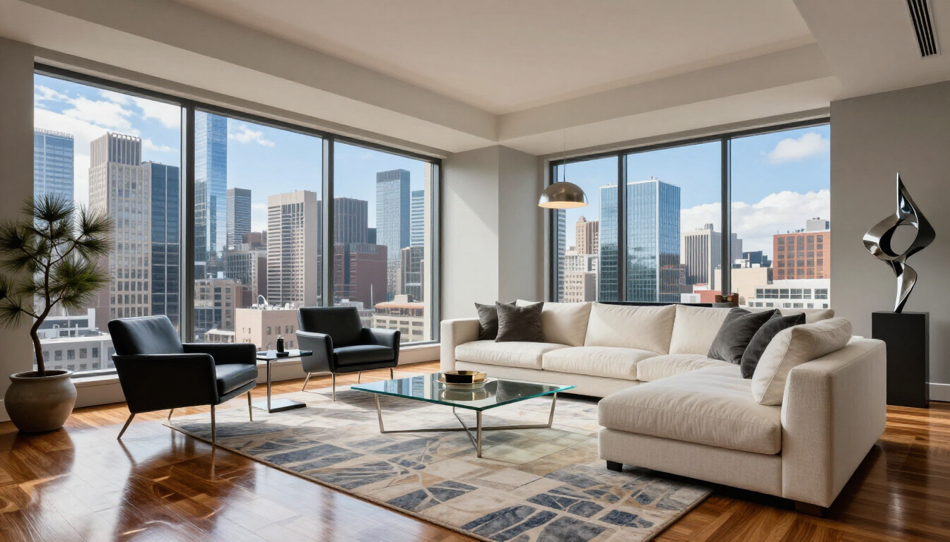 Modern condo interior downtown Jersey City rental tour