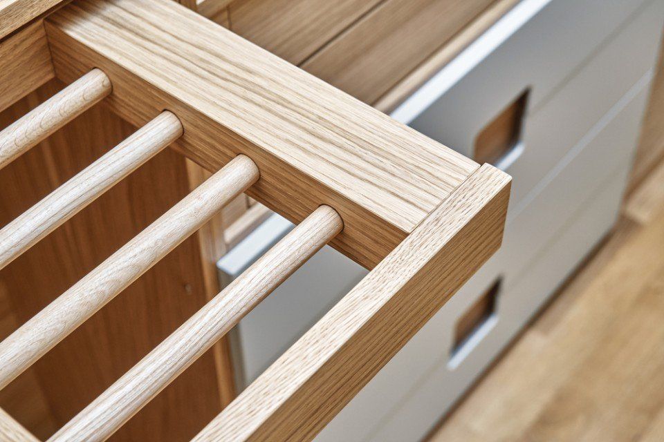 wooden wardrobe with slide out rack
