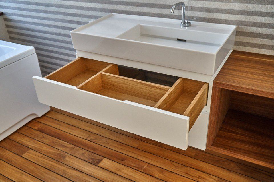 wooden wall mounted bathroom vanity