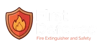 Orange shield with flame icon and the text &ldquo;Fire Extinguisher and Safety&rdquo;