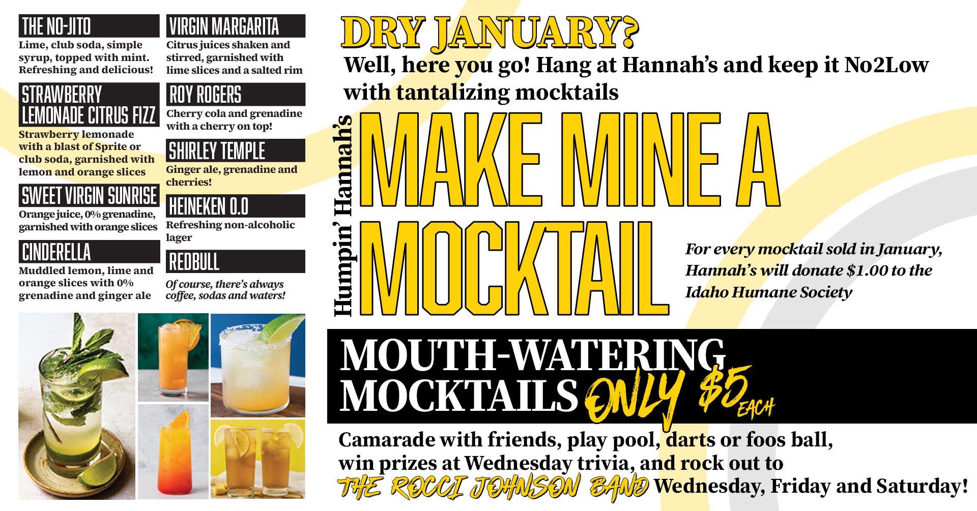 A poster that says make mine a mocktail on it