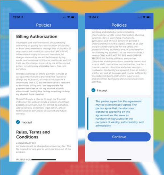 Mobile app screen