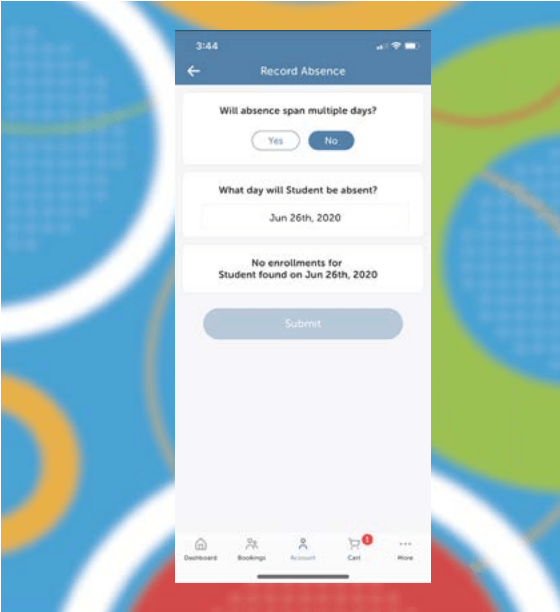 Mobile app screen
