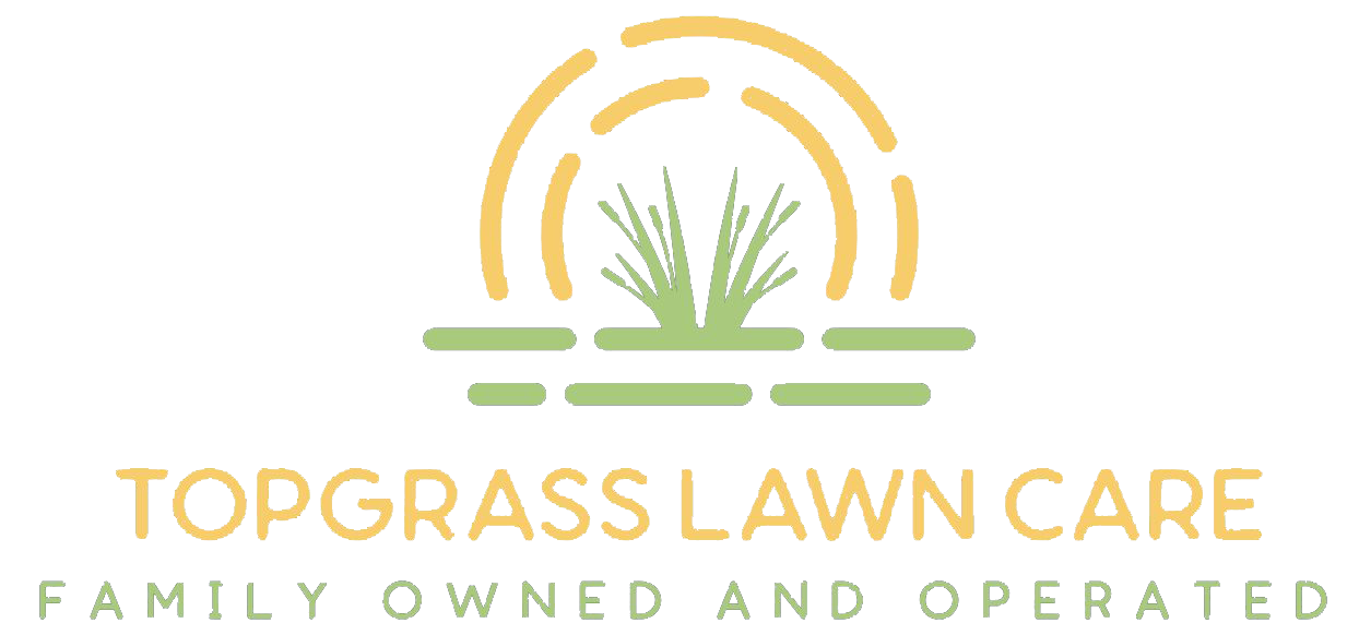 Logo for TopGrass Lawn Care, featuring blue 