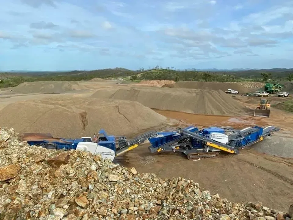 Construction Site With Machinery Processing Gravel and Sand — The Caves Quarry CQ in The Caves, QLD