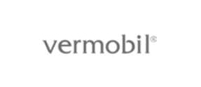 Logo Vermobil grigio su sfondo bianco.