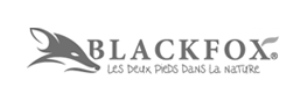 Logo Blackfox con testa di volpe stilizzata e slogan francese