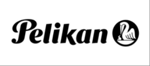 Marchio denominativo Pelikan in nero con un piccolo logo di un pellicano all'interno di un cerchio.