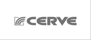 Logo CERVE in grigio con icona stilizzata a linee curve