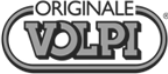 Logo originale Volpi in bianco e nero con testo in grassetto delineato.