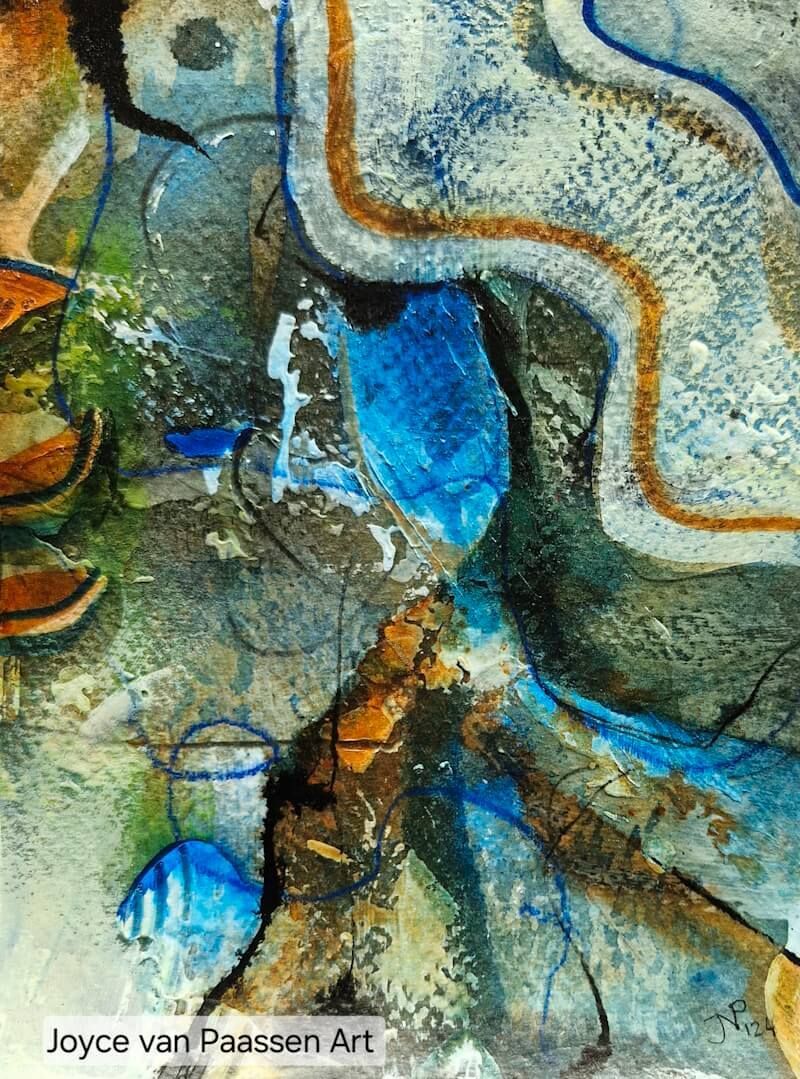 Dame; Semi Abstract acrylinkt en -verf; 13x18 cm; intuitief