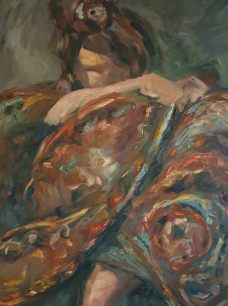 Intuïtief geschilderd met grove toetsen. Spaanse danseres met zwierende rok.
Olieverf
Joyce van Paassen Art © 2011