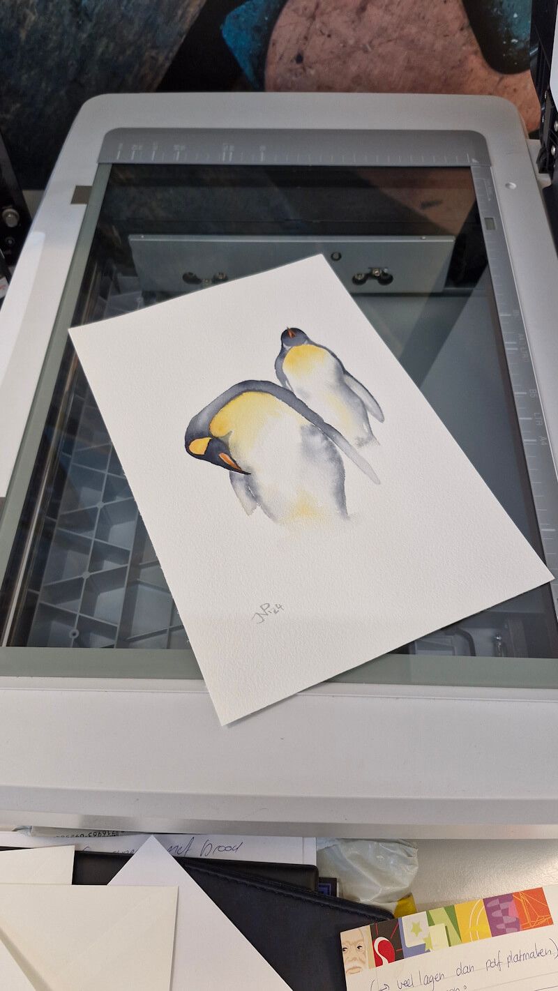 Van aquarel van winterdieren naar een kunstkaart voor de kerst of andere feestelijkheden