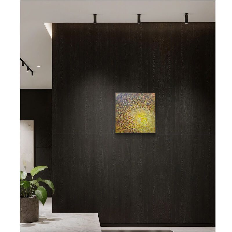 Sunligh Leaves (mockup afbeelding) acrylverf op linnen 50x50 cm
