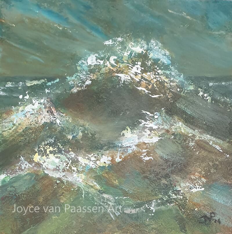 Waves - acrylverf op hout 20x20 cm