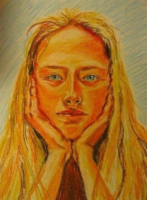 oliepastel portret