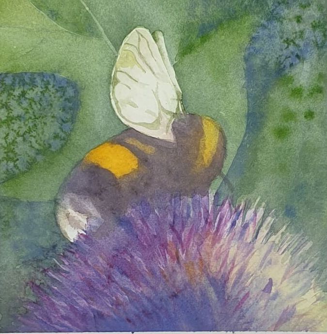 Hommel op blauwe distel, v1
