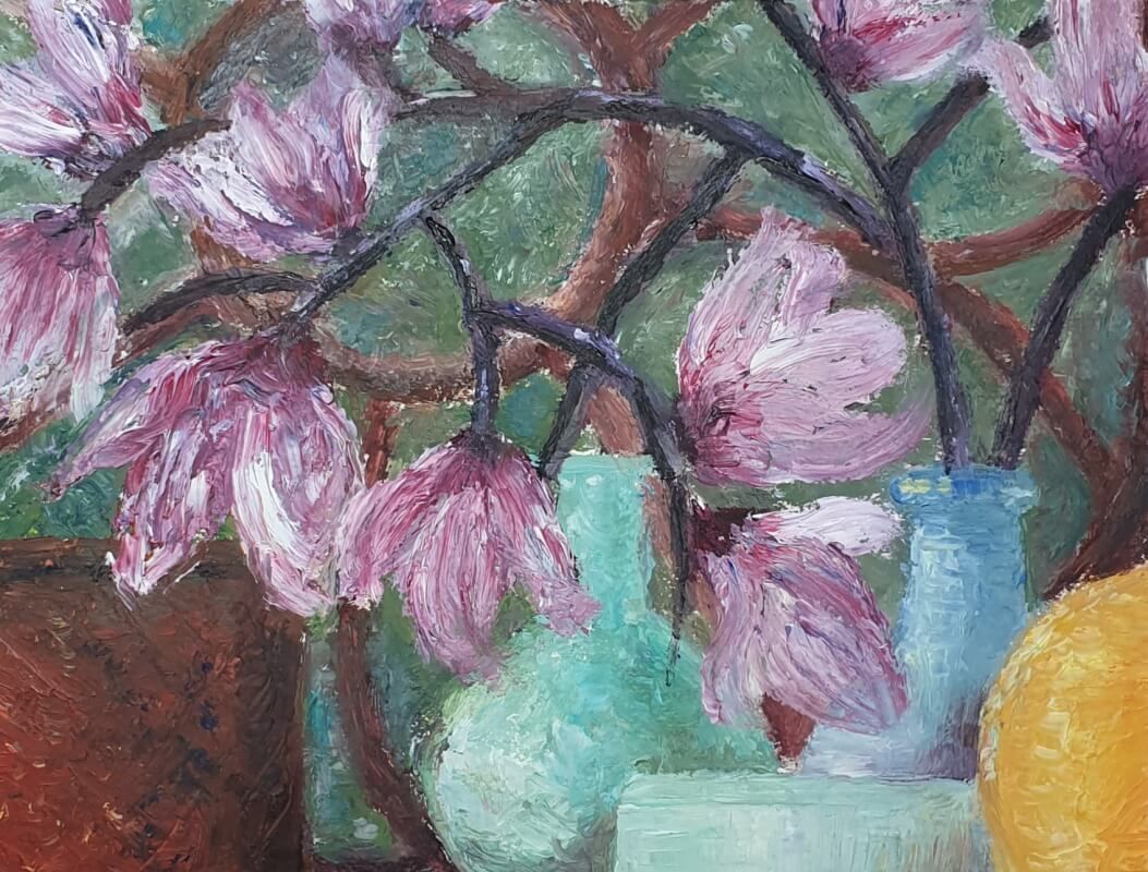 Magnolia voor raam - olieverf op aquarelpapier Joyce van Paassen Art 2022 ©
