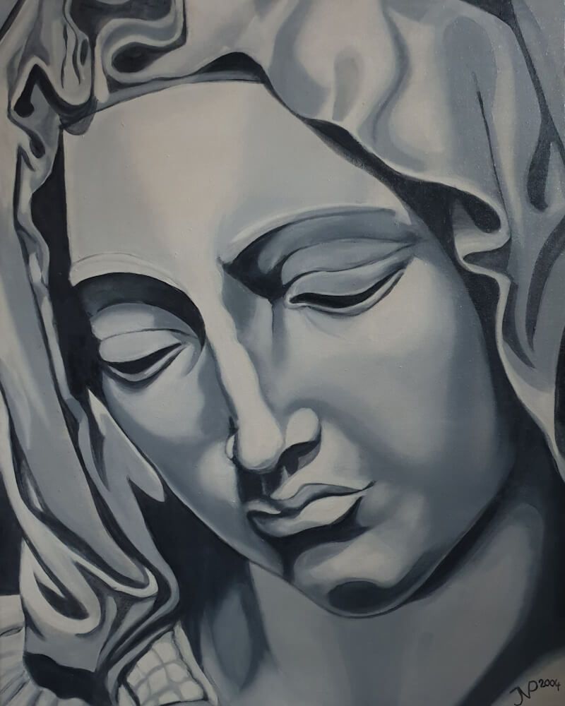 Pieta olieverf op doek monochroom