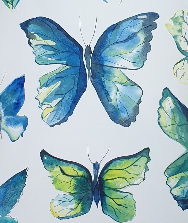 Vlinders fantasie- aquarel - Joyce van Paassen Art 2023 ©